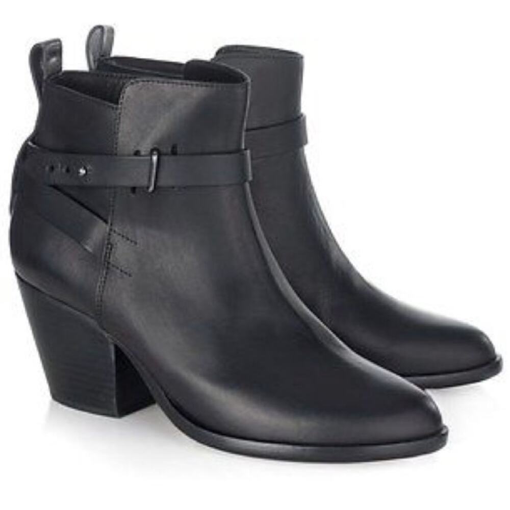 rag & bone Black Leather Strappy ankle Boots Dalton Booties 39.5